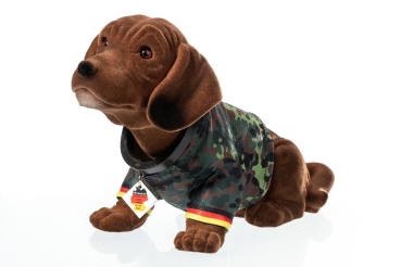 Wackeldackel groß 29 cm im Bundeswehr-Shirt Flecktarn - mit Echtheits-Zertifikat