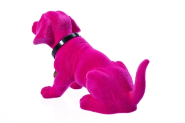 Wackeldackel beflockt klein pink 19 cm - mit Echtheits-Zertifikat