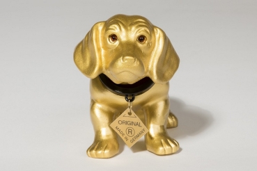 Wackeldackel lackiert klein gold 19cm - mit Echtheits-Zertifikat