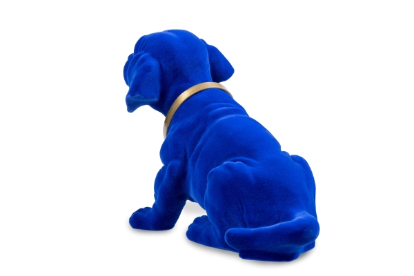 Wackeldackel groß blau beflockt 29cm - mit Echtheits-Zertifikat