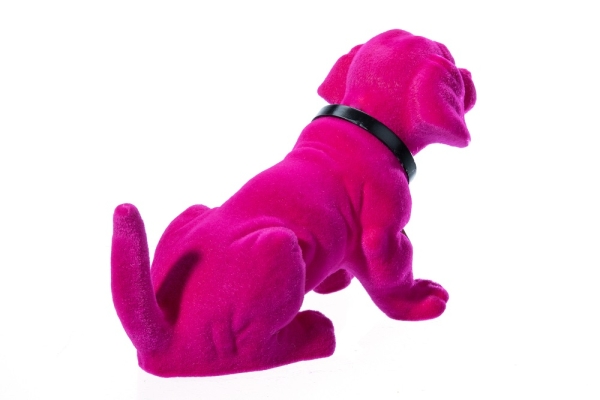 Wackeldackel beflockt klein pink 19 cm - mit Echtheits-Zertifikat