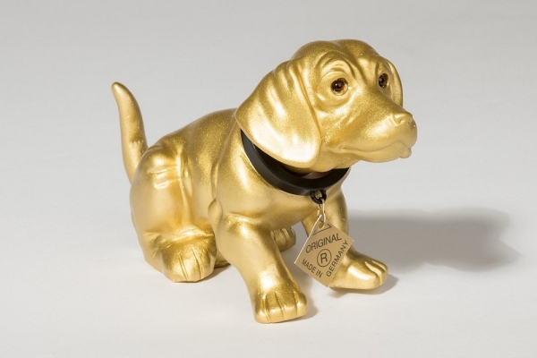 Dackel lackiert klein gold 19cm